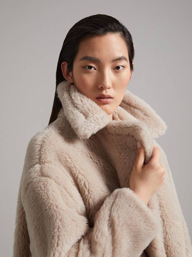 Tedgirl Double Breasted Shearling Coat Beige - MAX MARA - BALAAN 6