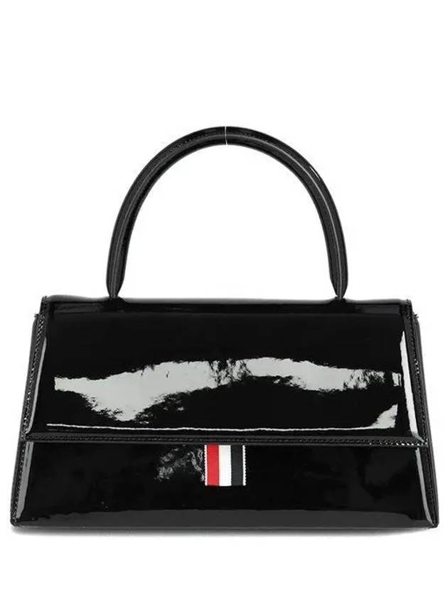 Women's Patent Trapeze Tote Bag Black - THOM BROWNE - BALAAN 2