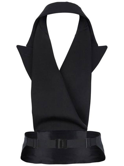 Black Double-Breasted Vest With Rear Cut-Out In Silk And Wool Woman - DOLCE&GABBANA - BALAAN 2