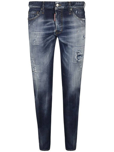 Diss Detail Stud Skinny Jeans Blue - DSQUARED2 - BALAAN 1