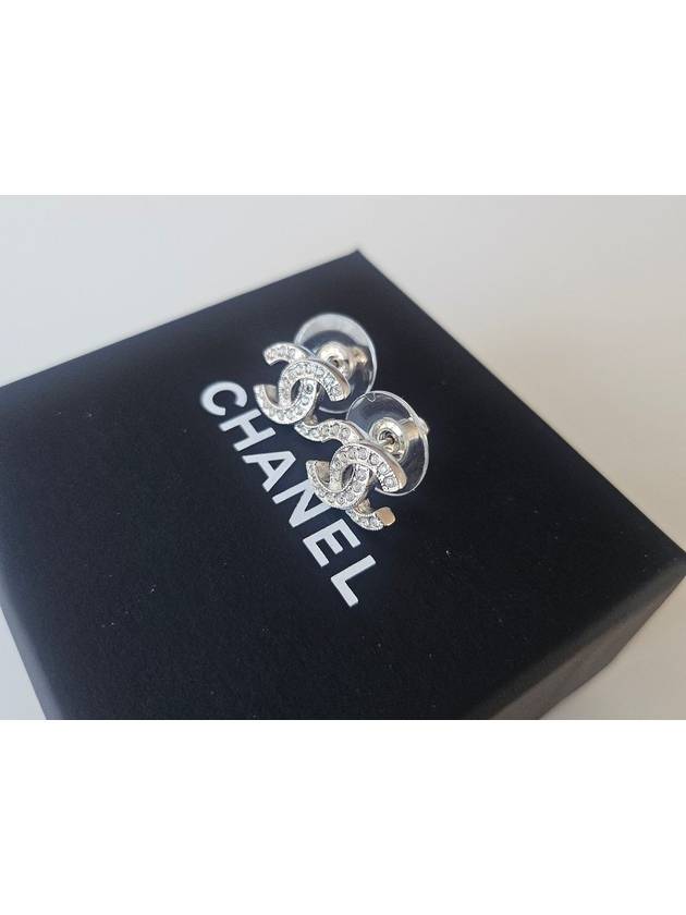 Women s Classic CC Logo Crystal Stud Earrings Silver - CHANEL - BALAAN 3