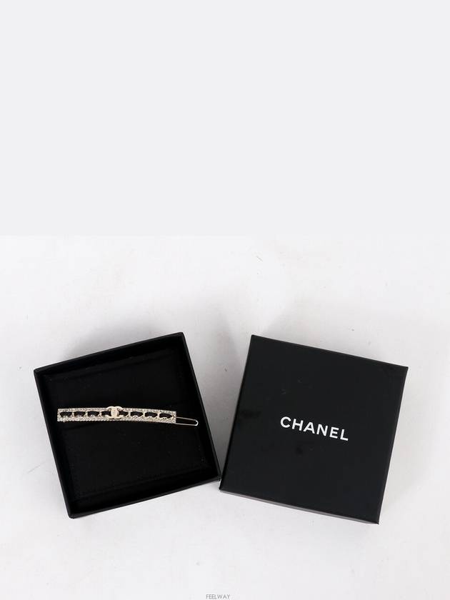 Crystal chain trim CC hairpin black champagne gold 73666 - CHANEL - BALAAN 6