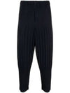 Tapered Pleated Straight Pants Navy - ISSEY MIYAKE - BALAAN 2