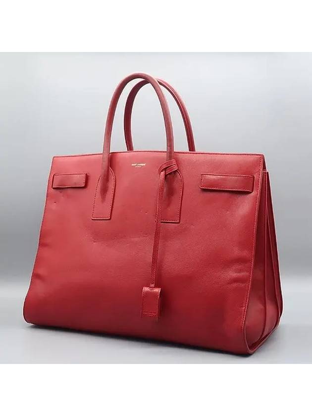 319910 Red leather gold logo printing Sac Dejour L size tote bag - SAINT LAURENT - BALAAN 2