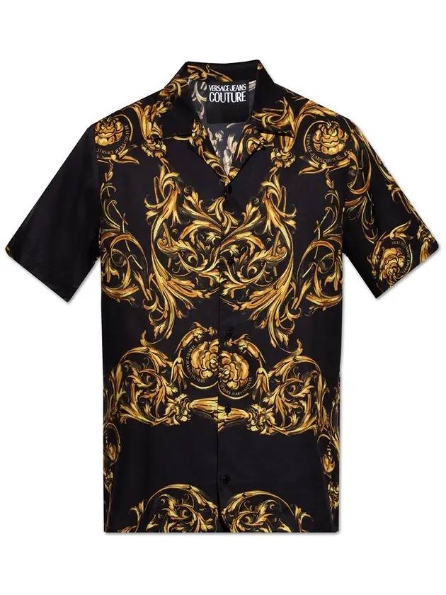 Bow Print Short Sleeve Shirt Black - VERSACE - BALAAN.