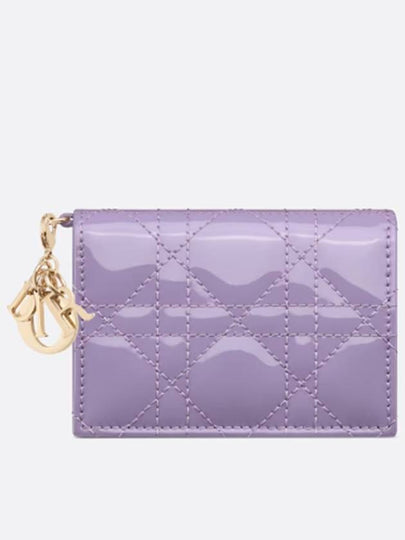 Lady Cannage Patent Calfskin Flap Card Wallet Lilac - DIOR - BALAAN 2