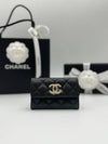 CC logo flap caviar card wallet black - CHANEL - BALAAN 2