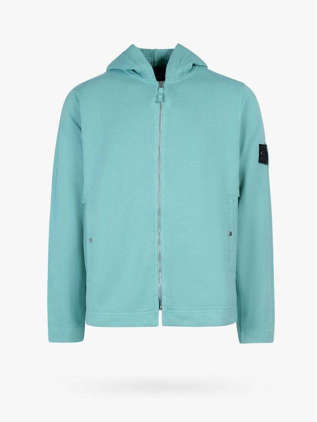 Shadow Project Cotton Lyocell Fleece Zip Up Hoodie Aqua Blue - STONE ISLAND - BALAAN 2