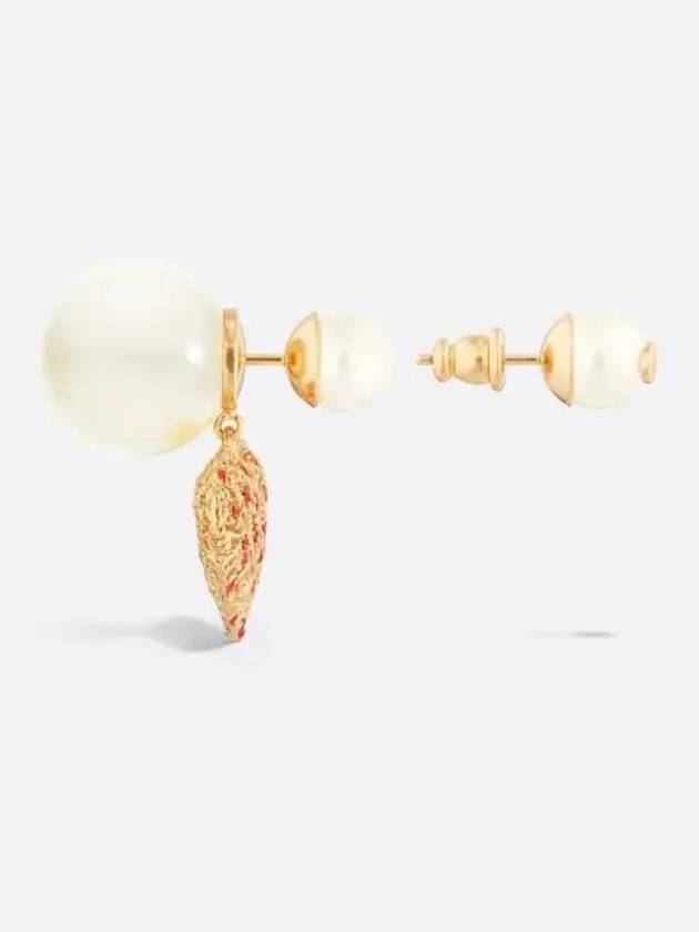 Amour Tribales White Resin Pearl Earrings Gold - DIOR - BALAAN 3