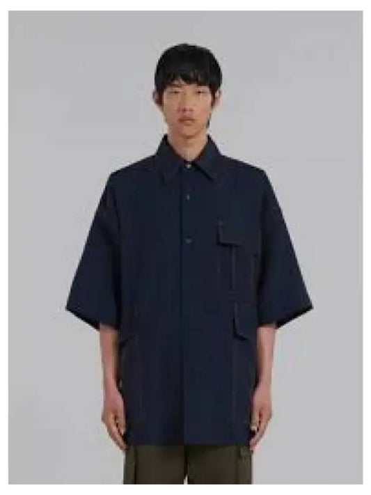 Tropical Wool Shirt Blue Black CUMU0207A0TW83900B99 - MARNI - BALAAN 2