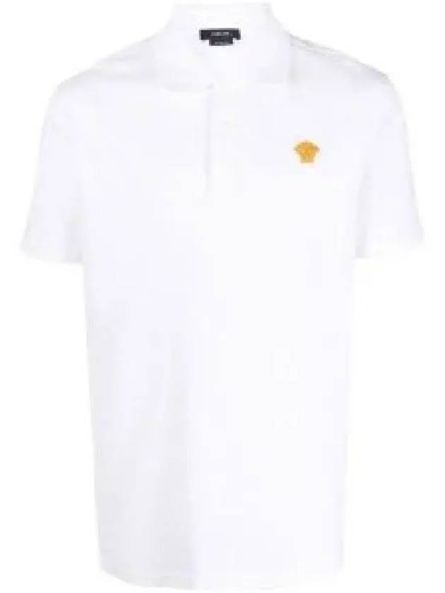 Embroidered Logo Polo Shirt White - VERSACE - BALAAN 2