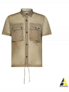 Microweave Logo Short Sleeve Shirt Beige - CP COMPANY - BALAAN 2