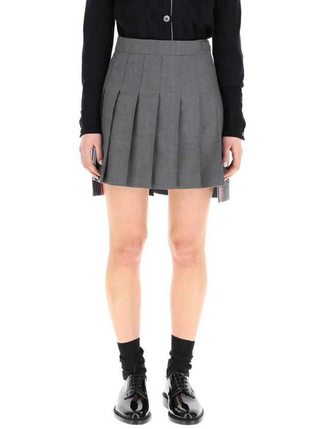 RMB Wool Mini Pleated Skirt Grey - THOM BROWNE - BALAAN 3