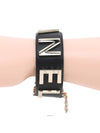 Gabrielle black gold logo leather bracelet bangle - CHANEL - BALAAN 10