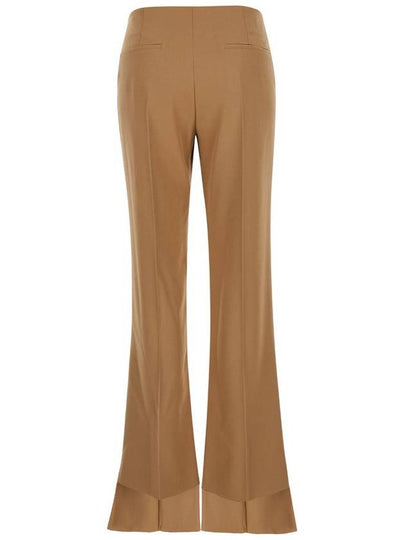 Beige Flared Pants With Asymmetric Hem In Grain De Poudre Wool Woman - CHLOE - BALAAN 2