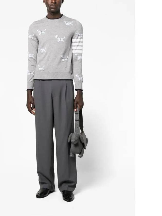 Hector Intarsia Crew Neck Knit Top Grey - THOM BROWNE - BALAAN 7