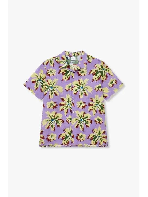 PS palm tree pattern seersucker shirt violet - PAUL SMITH - BALAAN 1