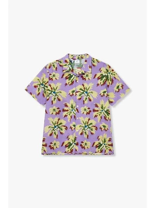 PS palm tree pattern seersucker shirt violet - PAUL SMITH - BALAAN 1