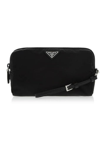 Triangle Logo Re-Nylon Pouch Bag Black - PRADA - BALAAN 1