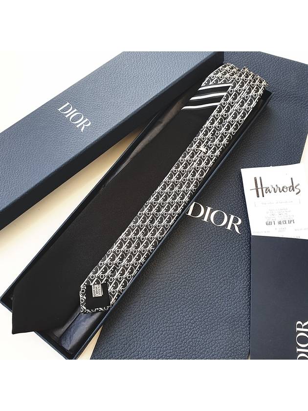 Oblique Straight Tie Black - DIOR - BALAAN 4