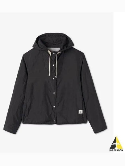 Drawstring Button Hooded Jacket Black - JIL SANDER - BALAAN 2