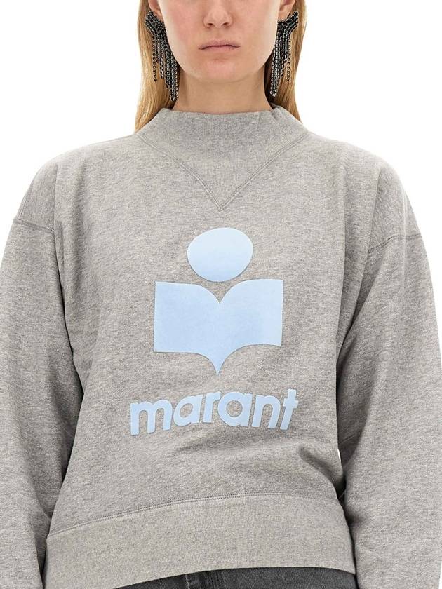 Moby Logo Print Sweatshirt Grey Ice Blue - ISABEL MARANT ETOILE - BALAAN 5