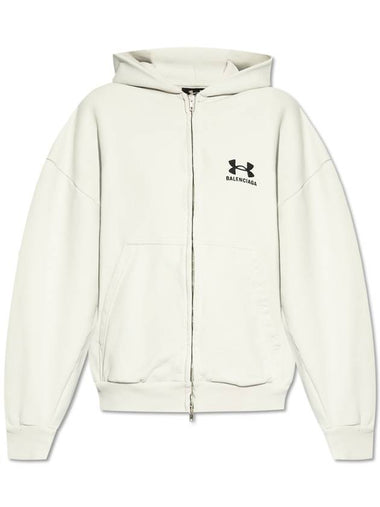 Women's Regular Fit Zip-Up Hoodie Grey - BALENCIAGA - BALAAN 1