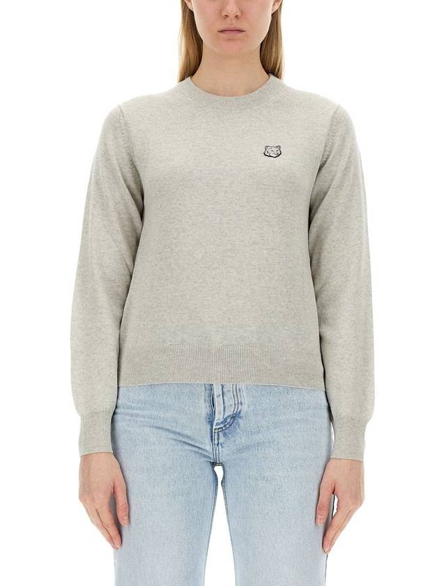 Bold Fox Head Wool Knit Top Grey - MAISON KITSUNE - BALAAN 3