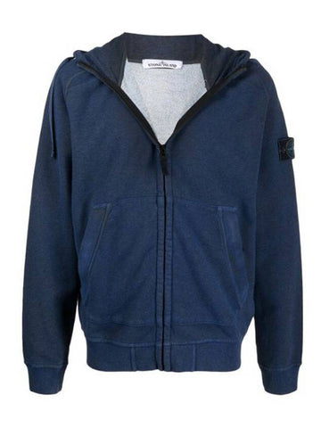 Wappen Patch Zip Up Hoodie Blue Navy - STONE ISLAND - BALAAN 1