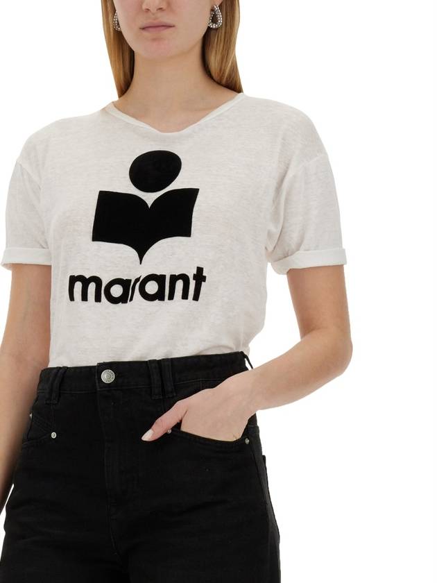 Koldi Logo Linen Short Sleeve T-Shirt White - ISABEL MARANT ETOILE - BALAAN 6