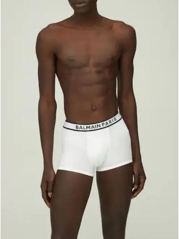 Underwear Logo Jacquard Waistband Boxer Briefs White - BALMAIN - BALAAN 2