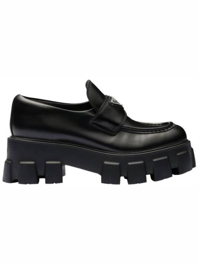 Monolith Brushed Leather Platform Loafers Black - PRADA - BALAAN 2