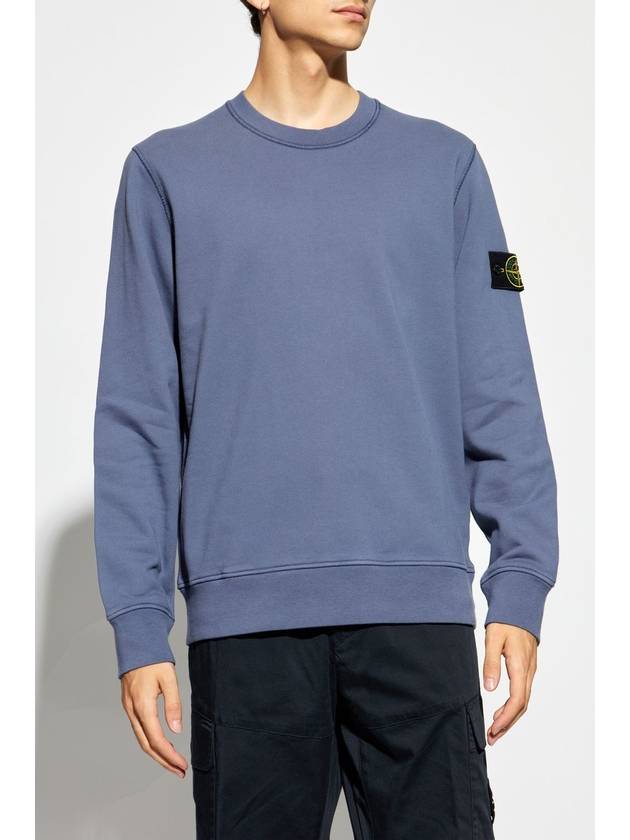 Compass Patch Cotton Sweatshirt Light Blue - STONE ISLAND - BALAAN 3