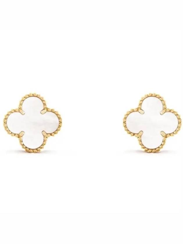 Vintage Alhambra Earrings Gold White - VANCLEEFARPELS - BALAAN 2