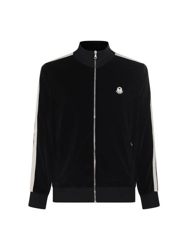 Palm Angels Genius Logo Patch Zip-up Jacket Black - MONCLER - BALAAN 1