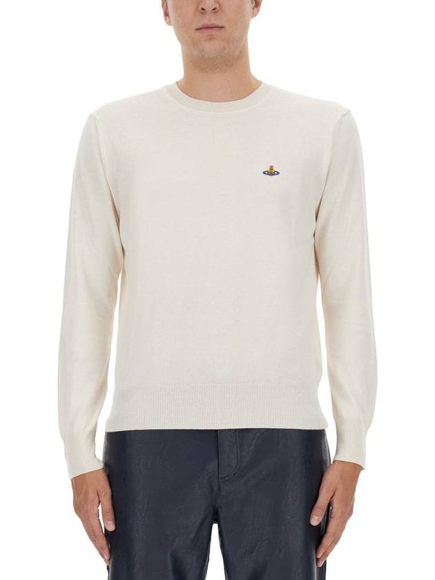 ORB Embroidered Crew Neck Knit Top Cream - VIVIENNE WESTWOOD - BALAAN 2