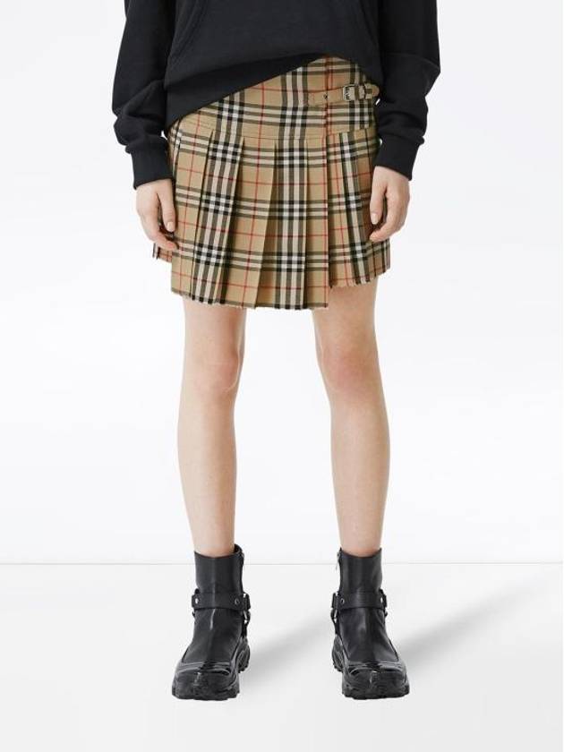 Vintage Check Wool Kilt pleated skirt Archive Beige - BURBERRY - BALAAN 8