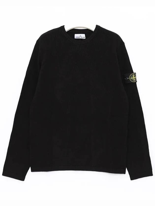 Wappen Patch Crew Neck Knit Top Black - STONE ISLAND - BALAAN 2