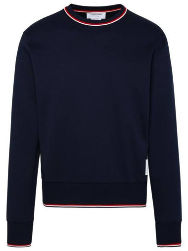 Logo Tab RWB Stripe Trimming Knit Top Navy - THOM BROWNE - BALAAN 1