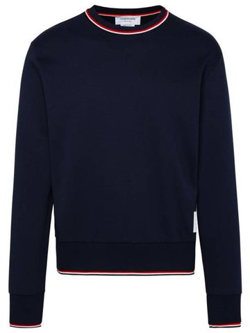 Logo Tab RWB Stripe Trimming Knit Top Navy - THOM BROWNE - BALAAN 1