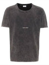 Destroyed Archive Logo Print Short Sleeve T-Shirt Black - SAINT LAURENT - BALAAN 2