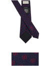 GG pattern silk wool tie navy red - GUCCI - BALAAN.