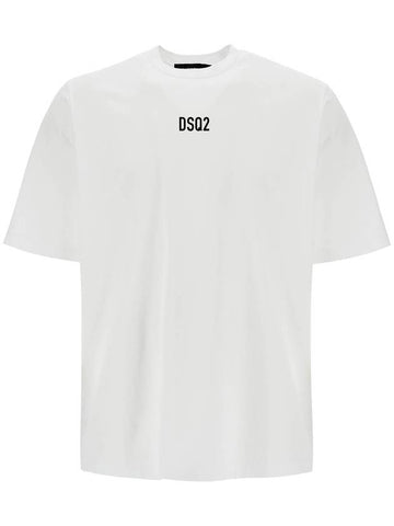 white cotton t-shirt with dsq2 logo - DSQUARED2 - BALAAN 1