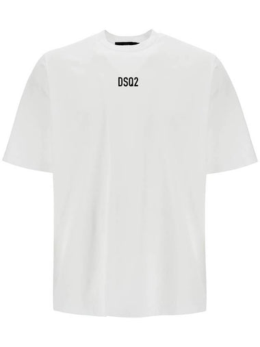 white cotton t-shirt with dsq2 logo - DSQUARED2 - BALAAN 1