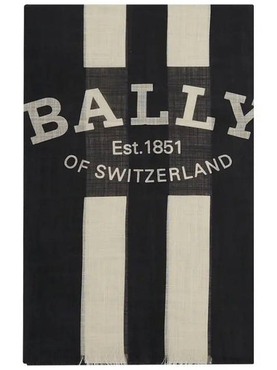 Striped Logo Scarf Muffler Navy - BALLY - BALAAN 2