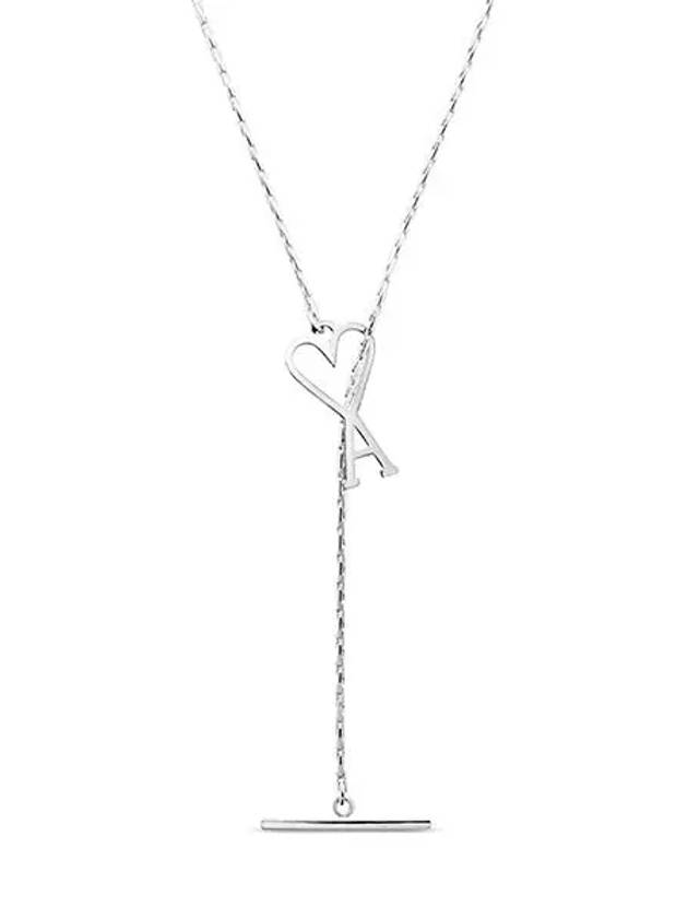 Heart Logo Chain Metal Necklace Silver - AMI - BALAAN 2