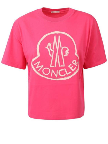 Big Logo Short Sleeve T-Shirt Pink - MONCLER - BALAAN.