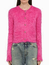 Women's Brushed Mohair Wool Cardigan Pink - GUCCI - BALAAN.