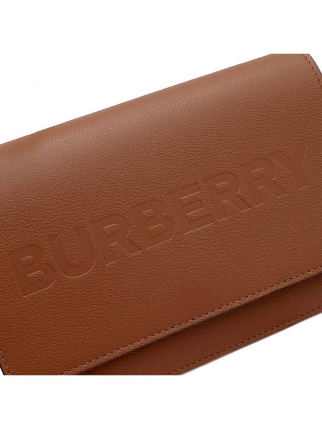 Brown Hampshire leather embossed logo small cross bag - BURBERRY - BALAAN 6