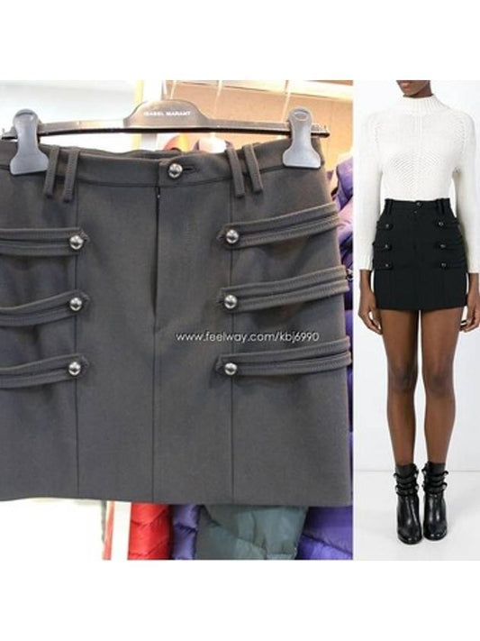 Women's Button Strap Point HLine Skirt JU046415H013I 01BK - ISABEL MARANT - BALAAN 1